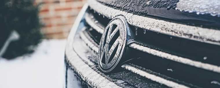 Volkswagen grill on an icy day